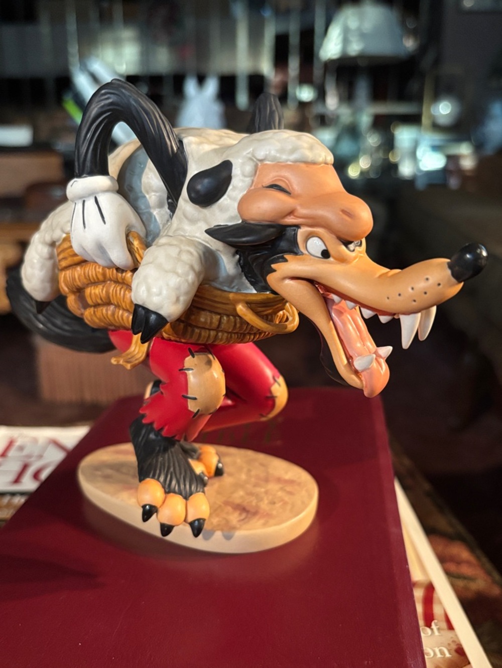 Hand-Painted Ceramic Wolf-in-Sheep Figurine